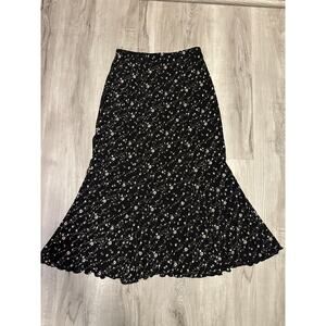 Briggs Floral Midi Skirt Black Pink Ditsy Cottagecore‎ Bohemian Casual Skirt SP